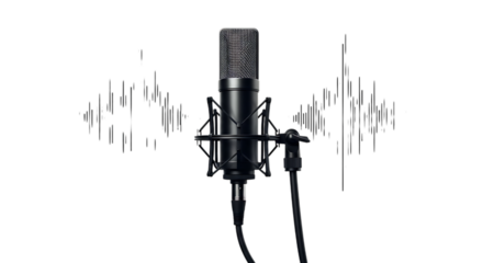 Professional studio condenser microphone isolated on transparent background