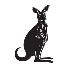Kangaroo silhouette, Kangaroo vector illustration, silhouette of a kangaroo, kangaroo silhouette against a white background illustration