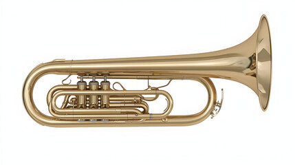 Naklejka premium Brass instrument with a long, curved body and large bell. Detailed valves and tubing