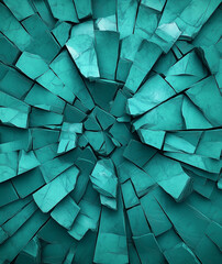 Teal Wall Shattered Fragments Radial Pattern Texture