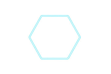 Bright, glowing neon hexagon frame on a transparent background, perfect for modern and futuristic designs