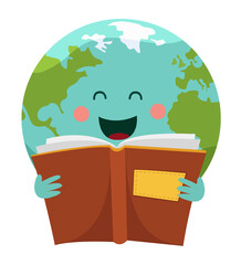 Cute Earth Character Reading Book
