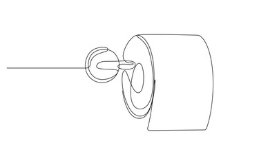 Continuous Line Drawing of a Toilet Paper Roll, Toilet paper roll on holder continuous one line drawing, One line drawing of a roll of printer paper, a roll of tissue.