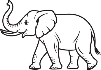 Fototapeta premium Detailed Elephant Outline Vector Illustration with Transparent Background for Creative Projects