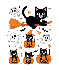 Cute halloween ghost boo cat
