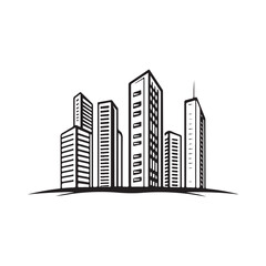 Obraz premium modern city skyline with skyscrapers silhouette, modern city skyline with skyscrapers vector illustration, A stylized black silhouette of city skylines featuring modern skyscrapers