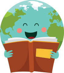 Cute Earth Character Reading Book