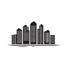 modern city skyline with skyscrapers silhouette, modern city skyline with skyscrapers vector illustration, A stylized black silhouette of city skylines featuring modern skyscrapers