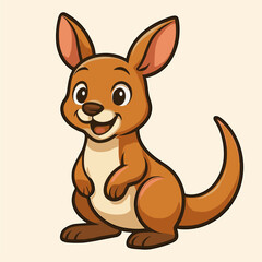 Cartoon kangaroo stands happily, illustration