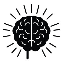 brain with expanding rays vector icon