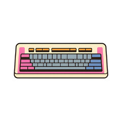 Retro Style Keyboard Illustration with Pink and Blue Keys on White Background
