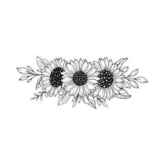 Sunflower with Birds Illustration