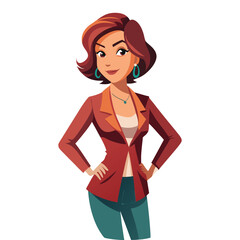 Fototapeta premium Confident Boss Lady Vector Illustration, Powerful Female Leader, Fashionable Woman in Business Attire, Empowered Career Woman, Modern Corporate Female Vector Design
