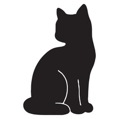 Black Sitting Cat Silhouette Illustration for Decor Projects