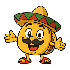 Taco Mascot Cartoon with Sombrero Taco Smile Illustrations