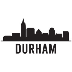 Obraz premium Durham skyline horizontal banner. Durham City, North Carolina. Vector template for your design. Vector black silhouette. with white background