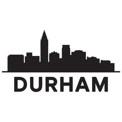 Naklejka premium Durham skyline horizontal banner. Durham City, North Carolina. Vector template for your design. Vector black silhouette. with white background