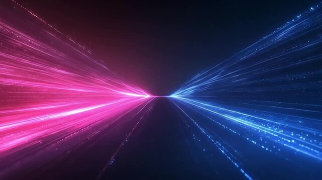 Abstract digital background with vibrant blue and pink light streaks - Powered by Adobe