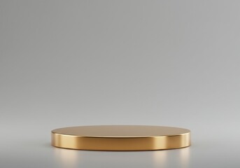 Empty golden circular podium on a neutral background, ideal for product display and showcasing achievements
