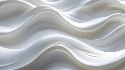 Obraz premium High Key Abstract Wavy Texture Background - Modern Elegant White 3D Render