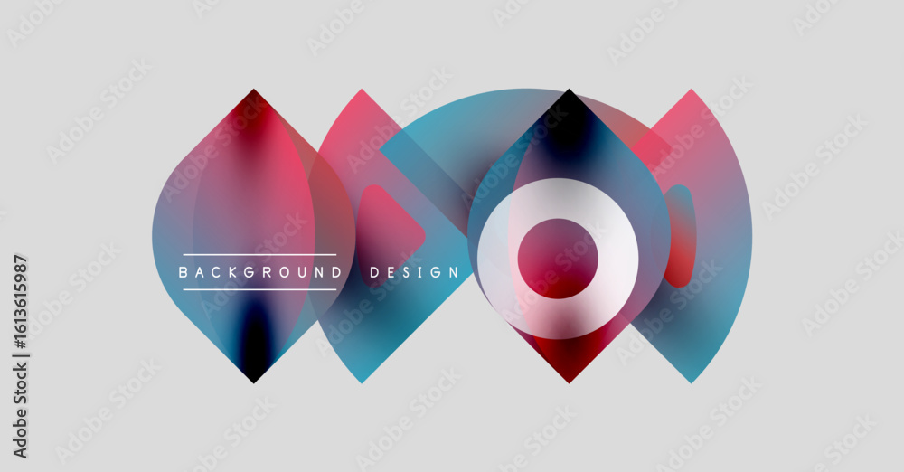 Poster abstract colorful shapes overlap, creating dynamic visual effect. modern design element suitable for
