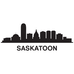 Obraz premium Saskatoon skyline silhouette. Black Saskatoon city. Vector black silhouette. with white background