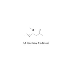 4,4-Dimethoxy-2-butanone skeletal structure. Butanone compound schematic illustration. Simple diagram, chemical formula.
