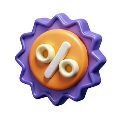 3d rendered purple and orange percentage sign icon isolated on transparent background