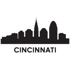 Obraz premium Cincinnati skyline silhouette. Black Cincinnati city. Vector black silhouette. with white background