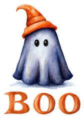 Ghosts watercolor clipart isolated