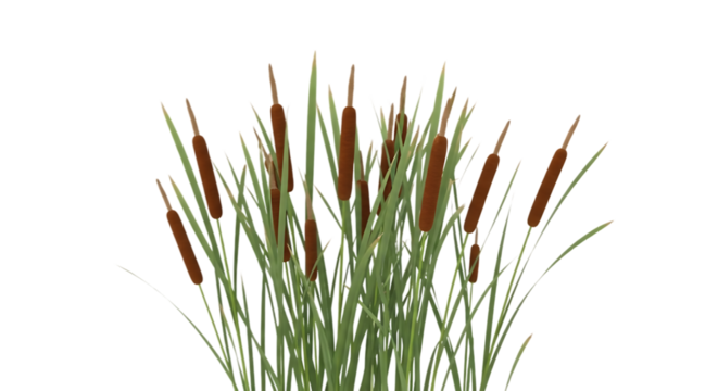 Bunch of cattails isolated on transparent background