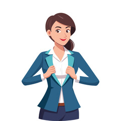 Confident businesswoman adjusting her blazer, professional corporate woman, executive style vector illustration, leadership, empowerment, career success, modern office attire design
