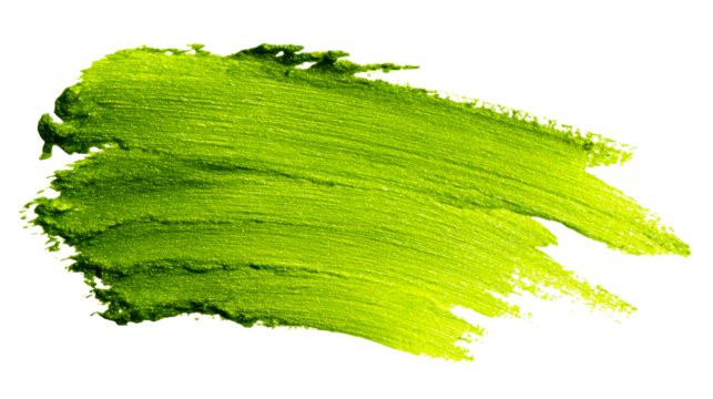 Bright green paint stroke on a transparent background