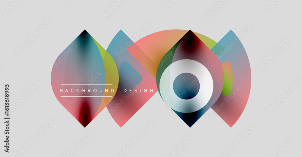 Poster abstract colorful shapes overlap, creating dynamic visual effect. modern design elements suggest cre