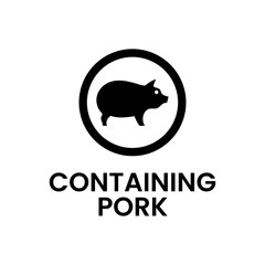 Graphic Label Icon with Pig for Pork Content Warning