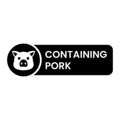 Graphic Label Icon with Pig for Pork Content Warning