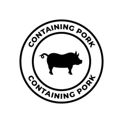 Graphic Label Icon with Pig for Pork Content Warning