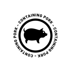Graphic Label Icon with Pig for Pork Content Warning
