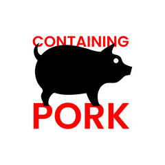 Graphic Label Icon with Pig for Pork Content Warning