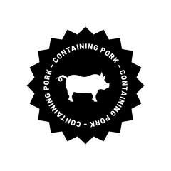 Graphic Label Icon with Pig for Pork Content Warning