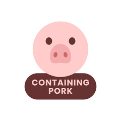 Graphic Label Icon with Pig for Pork Content Warning