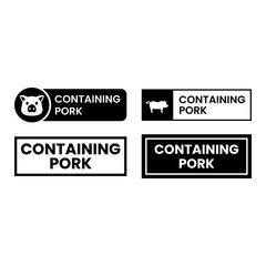 Vector icons for pork product labels with pig symbol