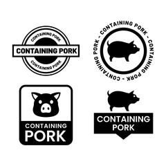 Vector icons for pork product labels with pig symbol