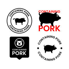 Vector icons for pork product labels with pig symbol
