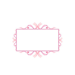 Rectangular frame made of pink ribbons. Watercolor.