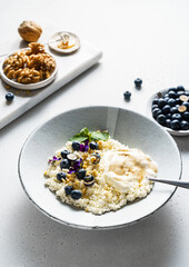 cottage cheese with blueberries and honey