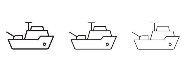 Warship icon symbol line. Editable stroke width