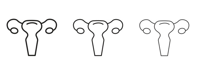Uterus icon symbol line. Editable stroke width