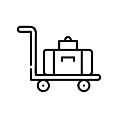 Obraz premium Luggage cart with suitcase icon in minimalist design 