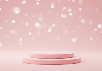 Soft Pink Podium with Bokeh Lights - Elegant Display for Product Showcase or Celebration